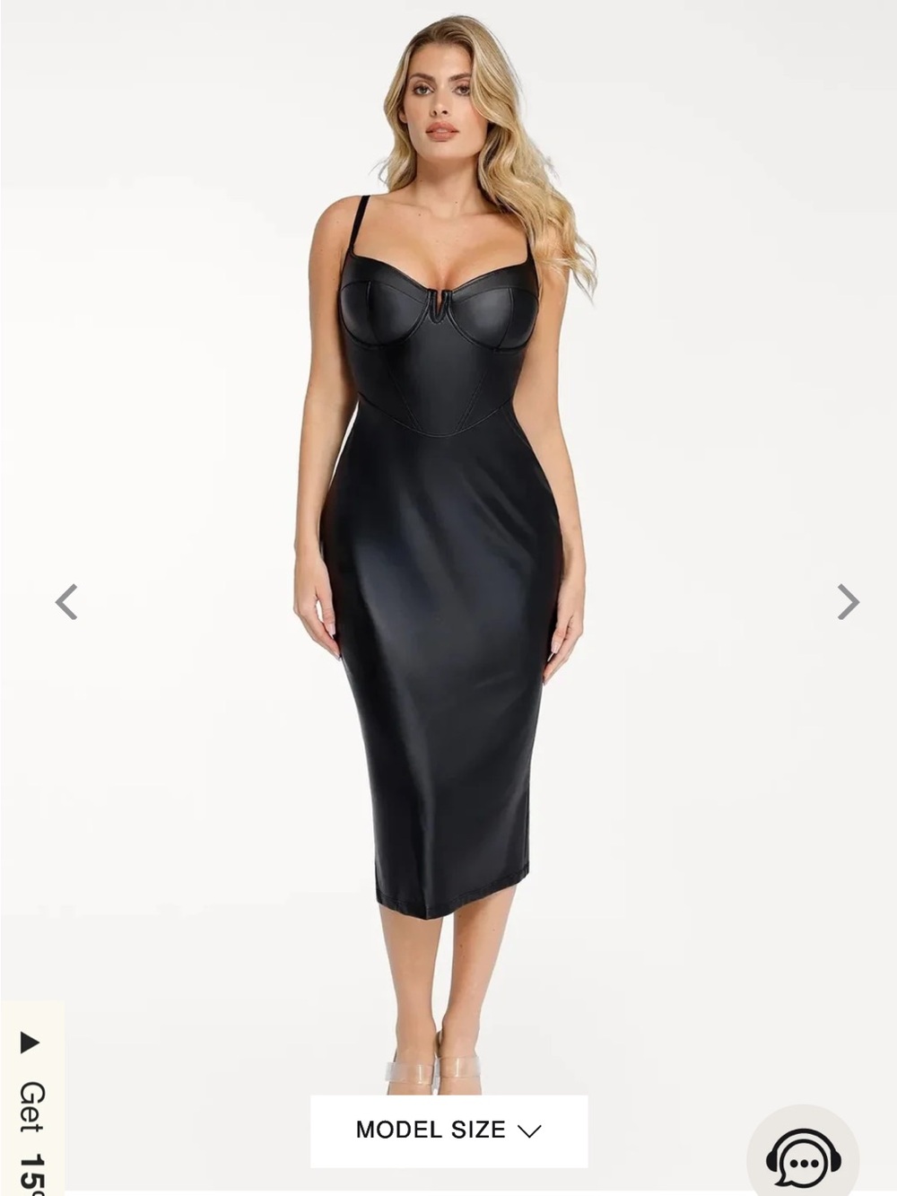 Popilush Shapewear Faux Leather Hourglass Corset Midi Dress